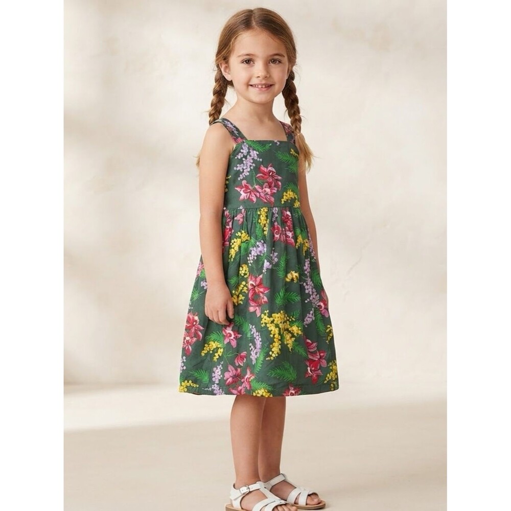 GAP kids floral cotton sleeveless midi dress
